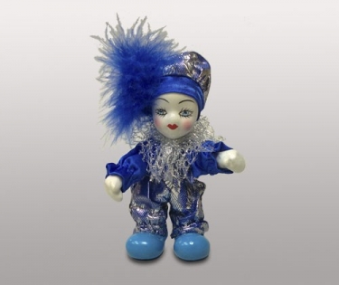 Клоун кукла в синих ботинках синий помпон